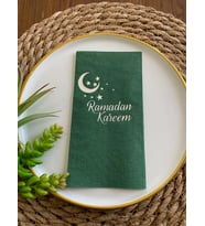 Gümüş Yaldızlı Yeşil Ramadan Karem Peçete 16 Adet