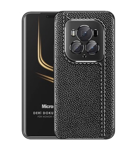 Microsonic Honor Magic 6 Pro Kılıf Deri Dokulu Silikon Siyah (Siyah)
