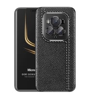 Microsonic Honor Magic 6 Pro Kılıf Deri Dokulu Silikon Siyah (Siyah)