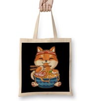 Kawaii Cute Anime Shiba Inu Dog Otaku Japanese Ramen Noodles Bez Çanta Uzun Saplı