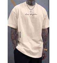 Erkek Los Angles Baskılı Oversize Tshirt (Bej)