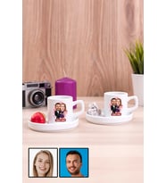Sevgiliye Romantik Yıldönümü Hediyesi Karikatürlü İkili Concept Türk Kahvesi Fincanı