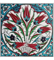 Armada Çini 20x20 Cm ED 334 Turkuaz Lalezar Desenli Eldekoru Çini karo