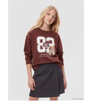 LCW Kids Kahverengi Baskılı Kız Çocuk Tişört