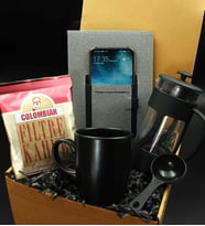 Siyah Kupa & French Press & Columbian Taze Filtre Kahve & Cepli Defter Hediye Seti