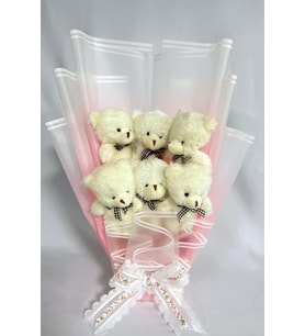 Anneler  Gününe ÖZEL: Peluş Ayıcık Buketi - 6 Adet Yumoş Peluş Ayılı Buket Özel Büyük Kutusunda (Kırmızı)