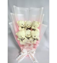 Anneler  Gününe ÖZEL: Peluş Ayıcık Buketi - 6 Adet Yumoş Peluş Ayılı Buket Özel Büyük Kutusunda (Kırmızı)