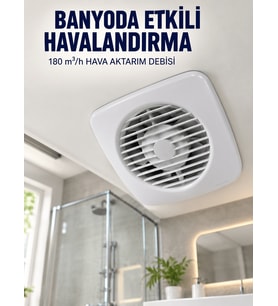 Dekoratif Halandırma Aspiratörü 120 mm 180 m³/h Duvar ve Tan Montajlı