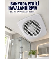 Dekoratif Halandırma Aspiratörü 120 mm 180 m³/h Duvar ve Tan Montajlı