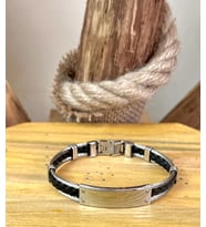 1. Sınıf Çelik Örgü ve Halat Mixli Sade Şık Erkek Bileklik 22 cm (Siyah)