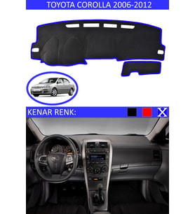 Toyota Coralla 2006-2012 İçin Uygun Torpido Koruma Halısı Siyah Kenar Renk Mavi