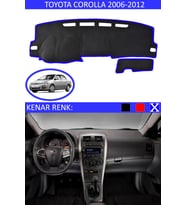 Toyota Coralla 2006-2012 İçin Uygun Torpido Koruma Halısı Siyah Kenar Renk Mavi