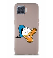 Oppo Reno 4 Lite Soft Premier Kapak Donald Duck-E Tasarımlı Silikon Kılıf - Pudra (Şeffaf)