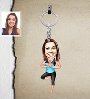 Kişiye Özel Sporcu Karikatürlü  Ahşap Anahtarlık Bayan-3-Eco