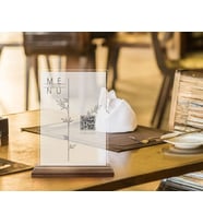 BK Gift Restoran & Cafe & Barlara Özel Ahşap Standlı Pleksi QR Kod Menü, Cafe&Bar için QR kodlu Tabela, QR kodlu Masa Dekoru - 10 ADET-10