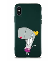 Apple iPhone X Soft Premier Kapak Pearl Yengeç Tasarımlı Silikon Kılıf - Yeşil (Şeffaf)
