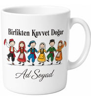 Halk Oyunları Halay Çizimli Birlikten Kuvvet Doğar Neşeli Ekip Kupa Bardak Hediye