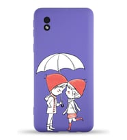 Samsung Galaxy A01 Core Uyumlu Lansman Kılıf Aşk Tasarımlı İçi Kadife Kapak-Mor (Şeffaf)