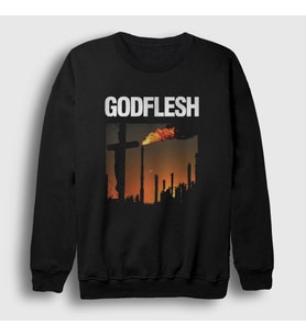 Presmono Unisex Siyah Love And Hate Godflesh Sweatshirt 436843tt