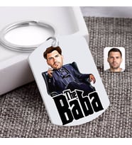 BK Gift Kişiye Özel Godfather Baba Karikatürlü Pleksi Anahtarlık-8 (Beyaz)