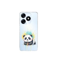 Tecno Spark 10C ile Uyumlu Splash Panda Tasarımlı Şeffaf Silikon Kılıf