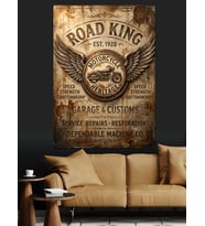 Road King Klasik Motor Posteri Dekoratif Kanvas - Mdf Ahşap Tablo