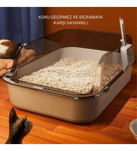 TechTic Yavru Kediler İçin Yarı Kapalı Kedi Tuvaleti Kürek Hediyeli