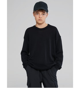 LCW Kids Siyah Bisiklet Yaka Erkek Çocuk Triko Kazak