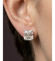 Kadın Moissanite Kare Taş Model Gümüş Küpe