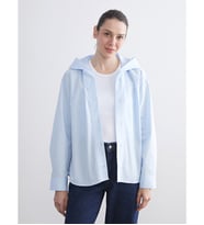 LCWAIKIKI Classic Mavi Kapüşonlu Oversize Kadın Gömlek