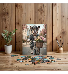 Çiçeklerle Bezenmiş Bisiklet Yolda, Köpekle Eğlenceli Puzzle Keyfi! (240) PARÇA