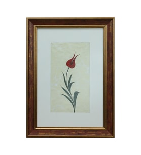 e38 EL İŞÇİLİĞİ KIRMIZI LALE EBRU TABLO 46*33 CM-6459