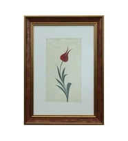 e38 EL İŞÇİLİĞİ KIRMIZI LALE EBRU TABLO 46*33 CM-6459