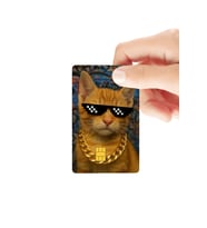Gözlüklü Komik Kedi Temalı Parlak Kredi/Banka Kart Kaplama Sticker