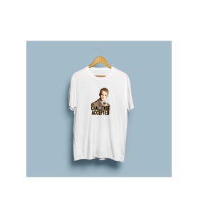 Oversize Barney Stinson Challenge Accepted Tasarım Unisex T-shirt (Beyaz)