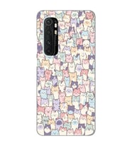 Xiaomi Mi Note 10 Lite Uyumlu Sevimli Kediler Desenli Şeffaf Telefon Kılıfı