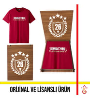 Galatasaray Lisanslı 2026 Şampiyonluk Dominasyon Kırmızı Tişört 26 Şampiyonluk Kutulu