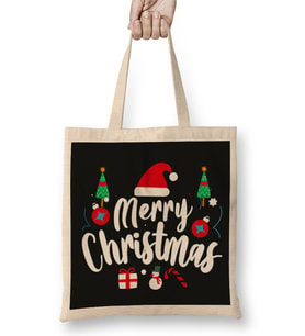 Yılbaşı Yeni Yıl Konseptli Merry Christmas 03 Bez Çanta Uzun Saplı