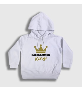 Presmono Unisex Çocuk Beyaz Backgammon King Tavla Kralı Oyun Kapüşonlu Sweatshirt 416343tt (Beyaz)