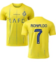 AL NASSR RONALDO SARI RENK YETİŞKİN KISA KOLLU FUTBOL FORMA TAKIMI SNM01