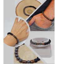 Hematit & Oniks Taşı 8mm Unisex Tasarım Bileklik Hawaii Model (3614)