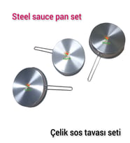 Safir Çelik Sos Tavası 3 adet Çelik Sosluk 20 cm Ebatlı büyük boy 430 kalite Çelik Sos Tavası