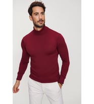 Chuba Erkek Bordo Balıkçı Yaka İnce Triko Kazak 20W154