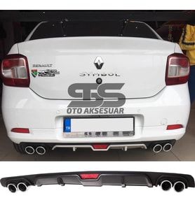 Renault Symbol Difüzör Arka Tampon Eki 4 Egzoz Çıkışlı Siyah
