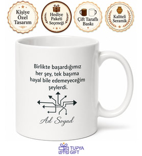 Takım Arkadaşı İçin Mesajlı Hediyelik Baskılı Kupa Bardak İş Arkadaşı Hediyesi