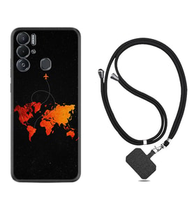 Tecno Pova Neo Kılıf Silikon Boyun Askılı İpli Desenli Silikon İz Bırakan Uçak 1778