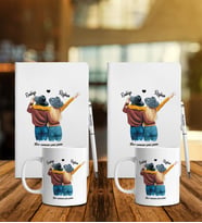 Arkadaşa Özel 2 li Beyaz Defter Kalem Kupa Set