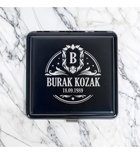 Doğum Günü Tarihli Metal Siyah Sigara Tabakası