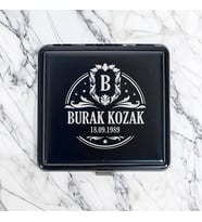 Doğum Günü Tarihli Metal Siyah Sigara Tabakası