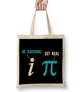 Be Rational Get Real Funny Math Joke Stats Pun Bez Çanta Uzun Saplı